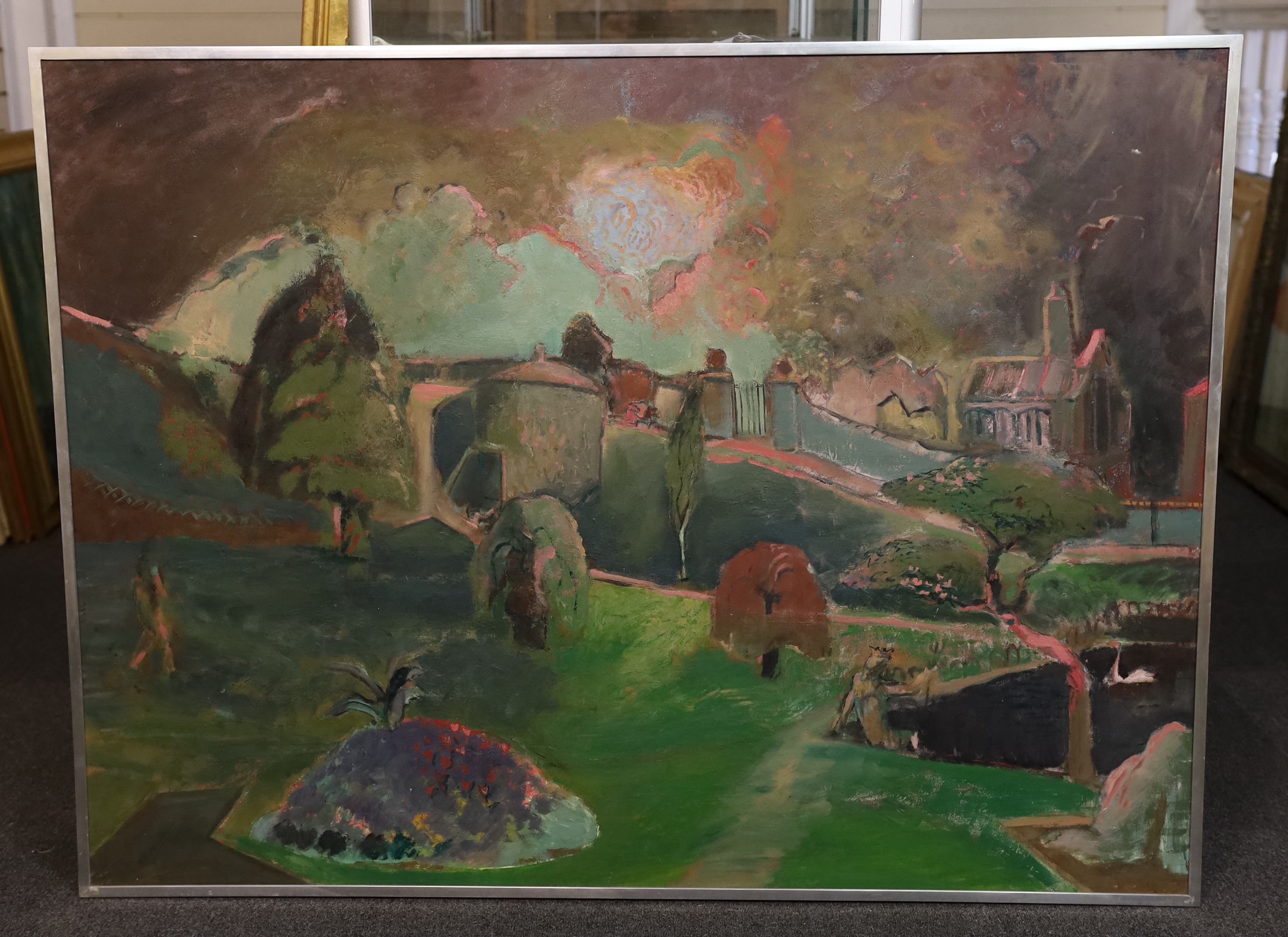 Harold Mockford (British, 1932-), 'Motcombe Park (Eastbourne)', oil on board, 90 x 121cm